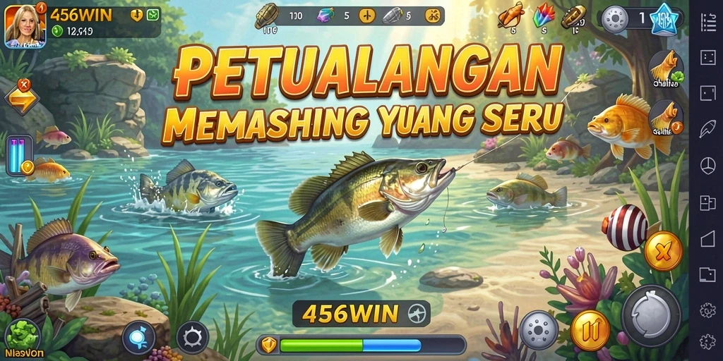 Tampilan seru gameplay 456WIN saat menangkap ikan.