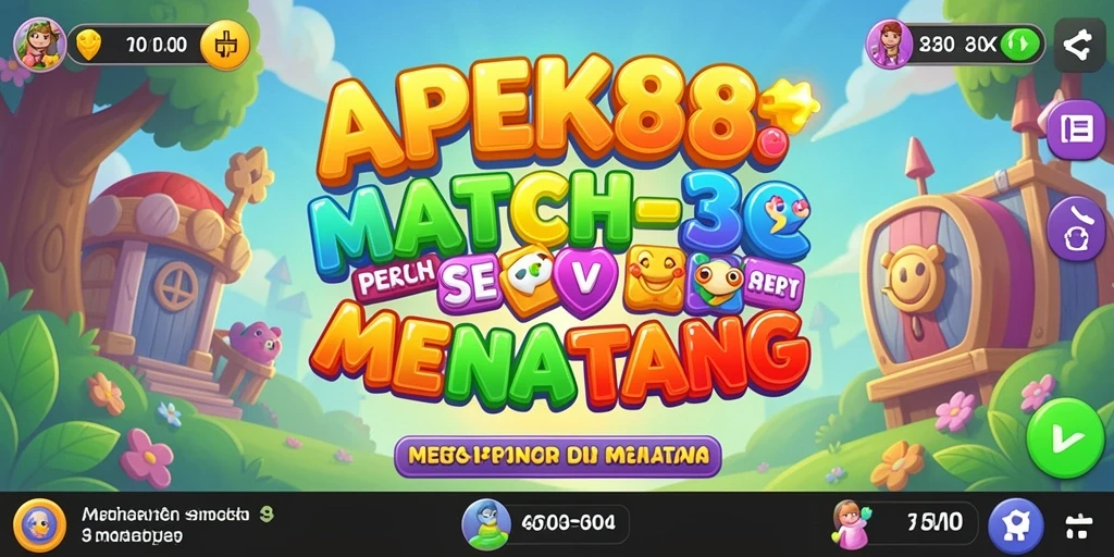 Tampilan gameplay seru di APEK88 dengan kombinasi Match-3 yang menarik.