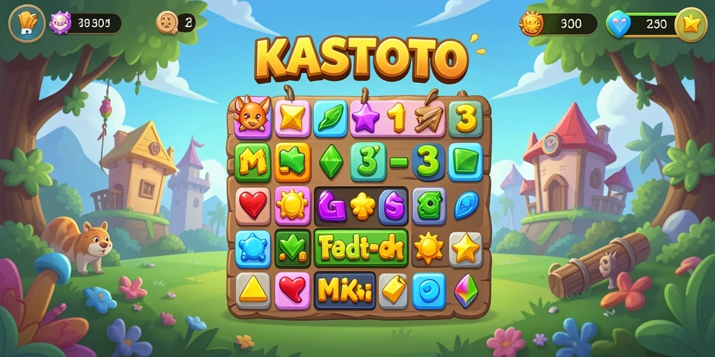 Tampilan gameplay KASTOTO yang menarik dengan elemen Match-3.