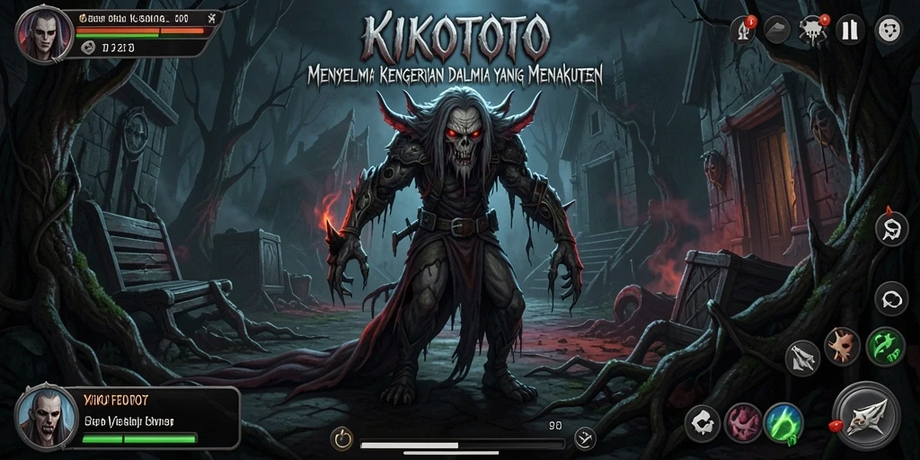Tampilan gameplay KIKOTOTO yang menakutkan dan menegangkan.