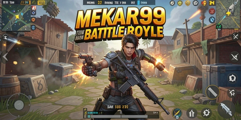 Tampilan gameplay MEKAR99 dalam pertarungan seru Battle Royale.