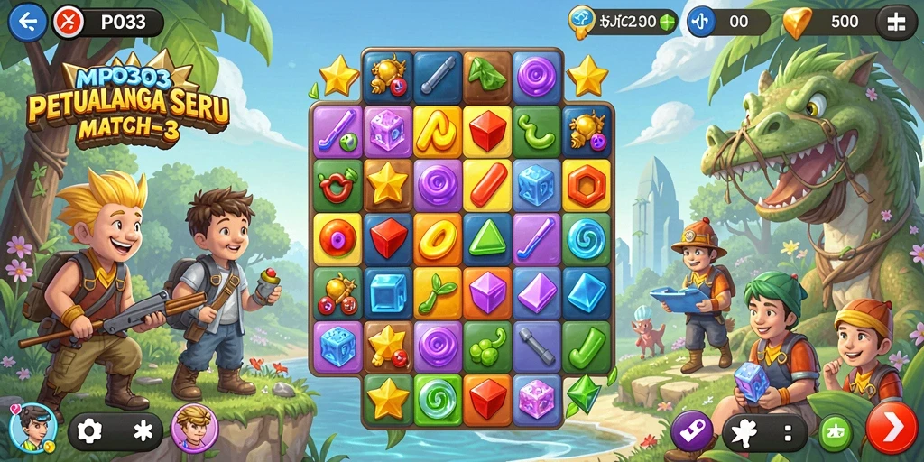 Tampilan seru gameplay <strong>MPO303</strong> saat mencocokkan buah dalam level yang menantang.
