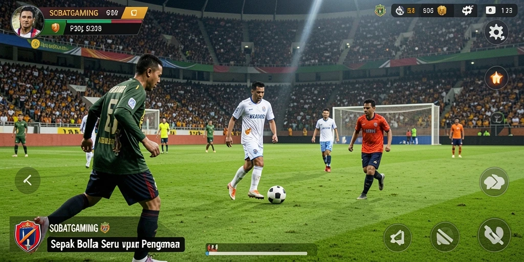 Tampilan gameplay sepak bola seru di SOBATGAMING.